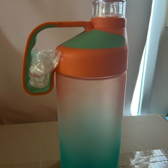 Orange and Green Gradient Water Bottle with Flip Cap - Picture 1 of 3